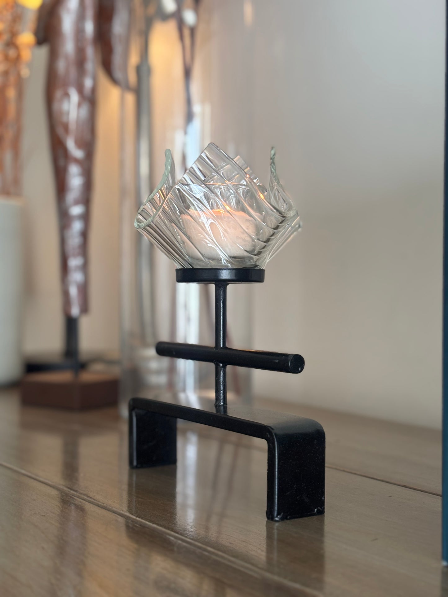 Kazo Glass votive with Hikari stand