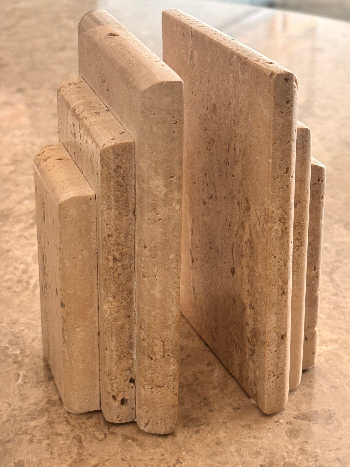 Step Travertine Bookends