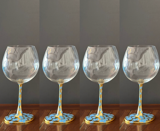 Gin/red wine goblets Blue flower