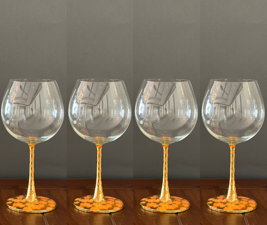 Gin/red wine goblets orange flower
