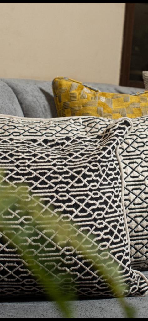 Image of Black Imperial Trellis cushion from august.org.in