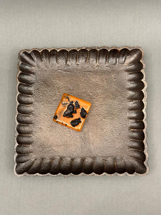Scallop Metal Napkin Tray with Lava paper weight