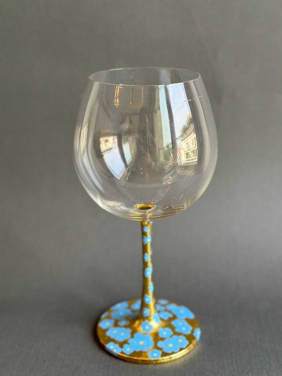 Gin/red wine goblets Blue flower