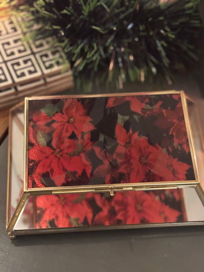Poinsettia vintage mirror box