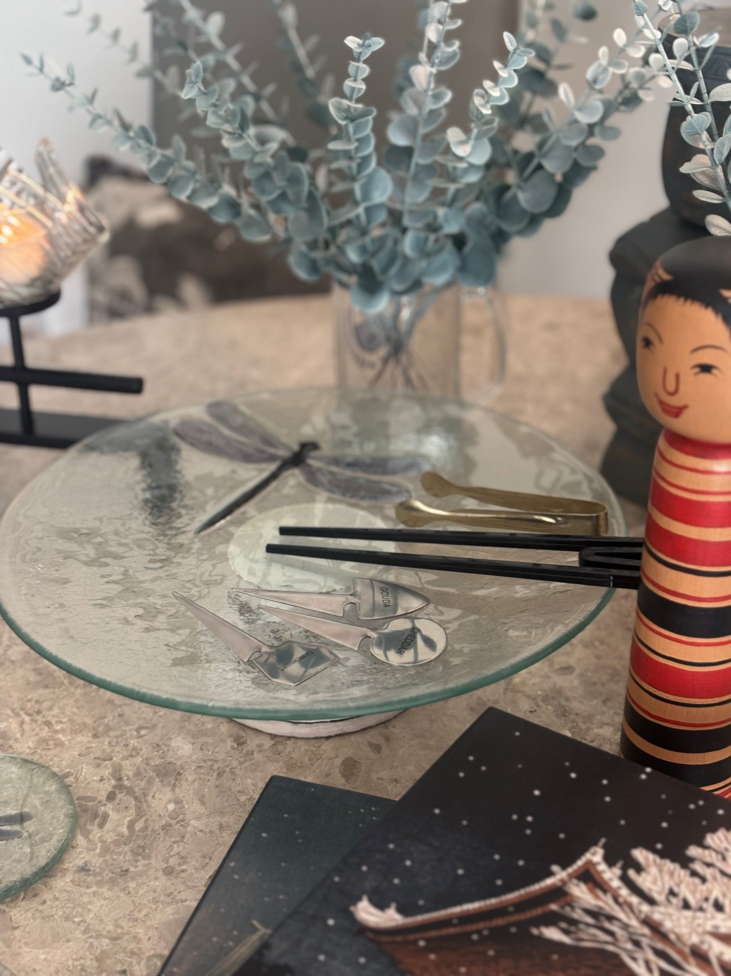 Dragonfly Whisper, Glass Cake Platter