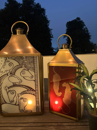 Wild Ember Leopards Lantern