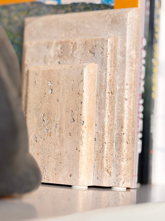 Step Travertine Bookends