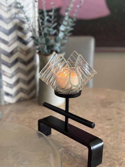 Kazo Glass votive with Hikari stand