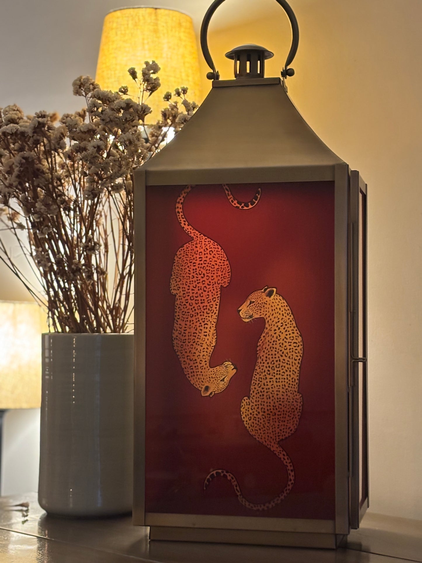 Wild Ember Leopards Lantern