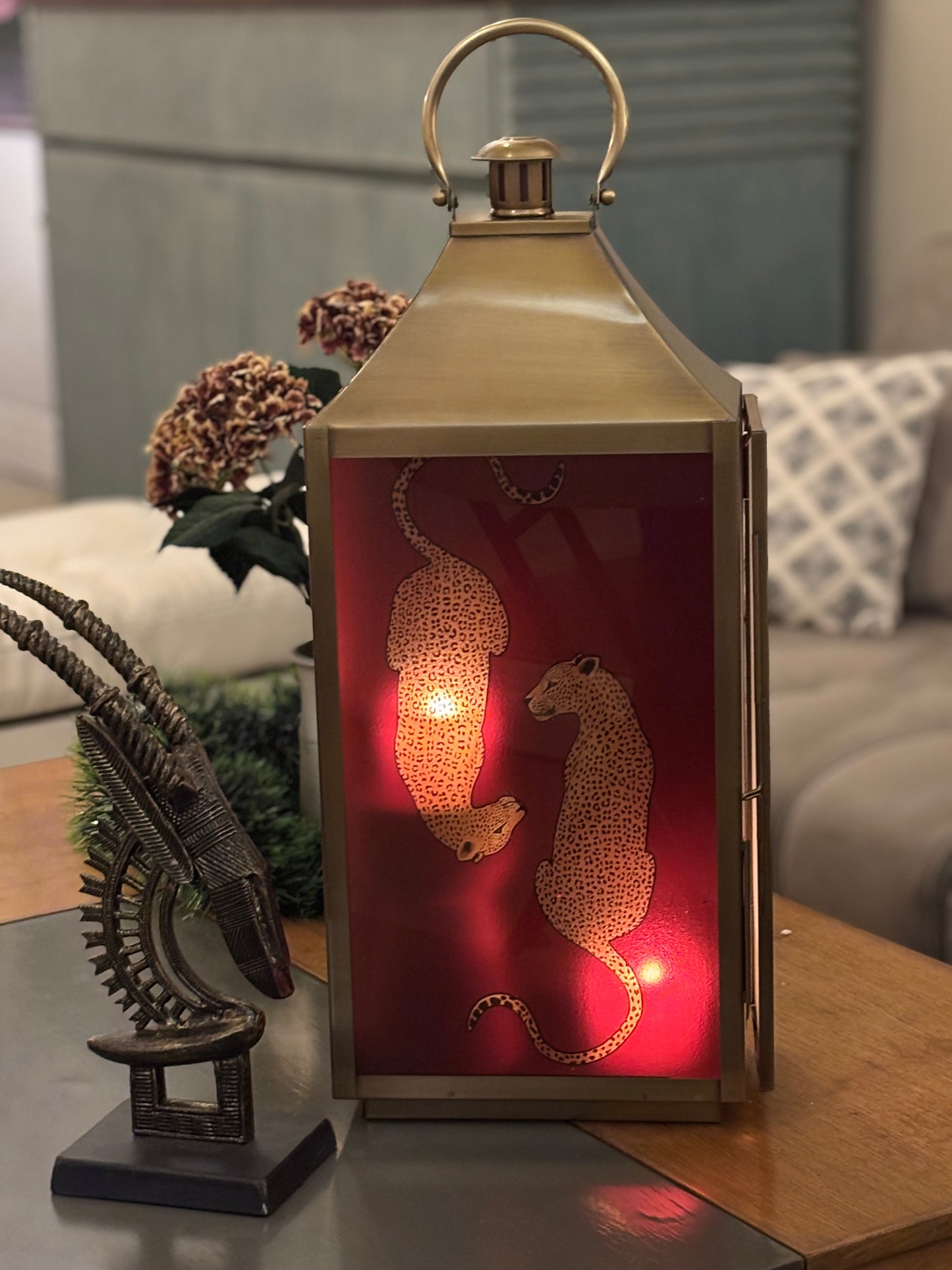 Wild Ember Leopards Lantern