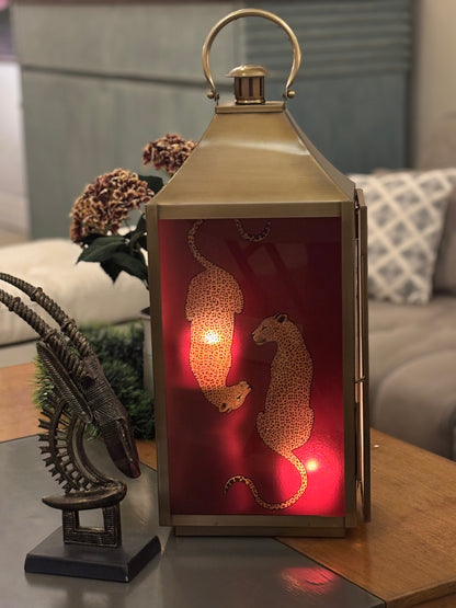 Wild Ember Leopards Lantern