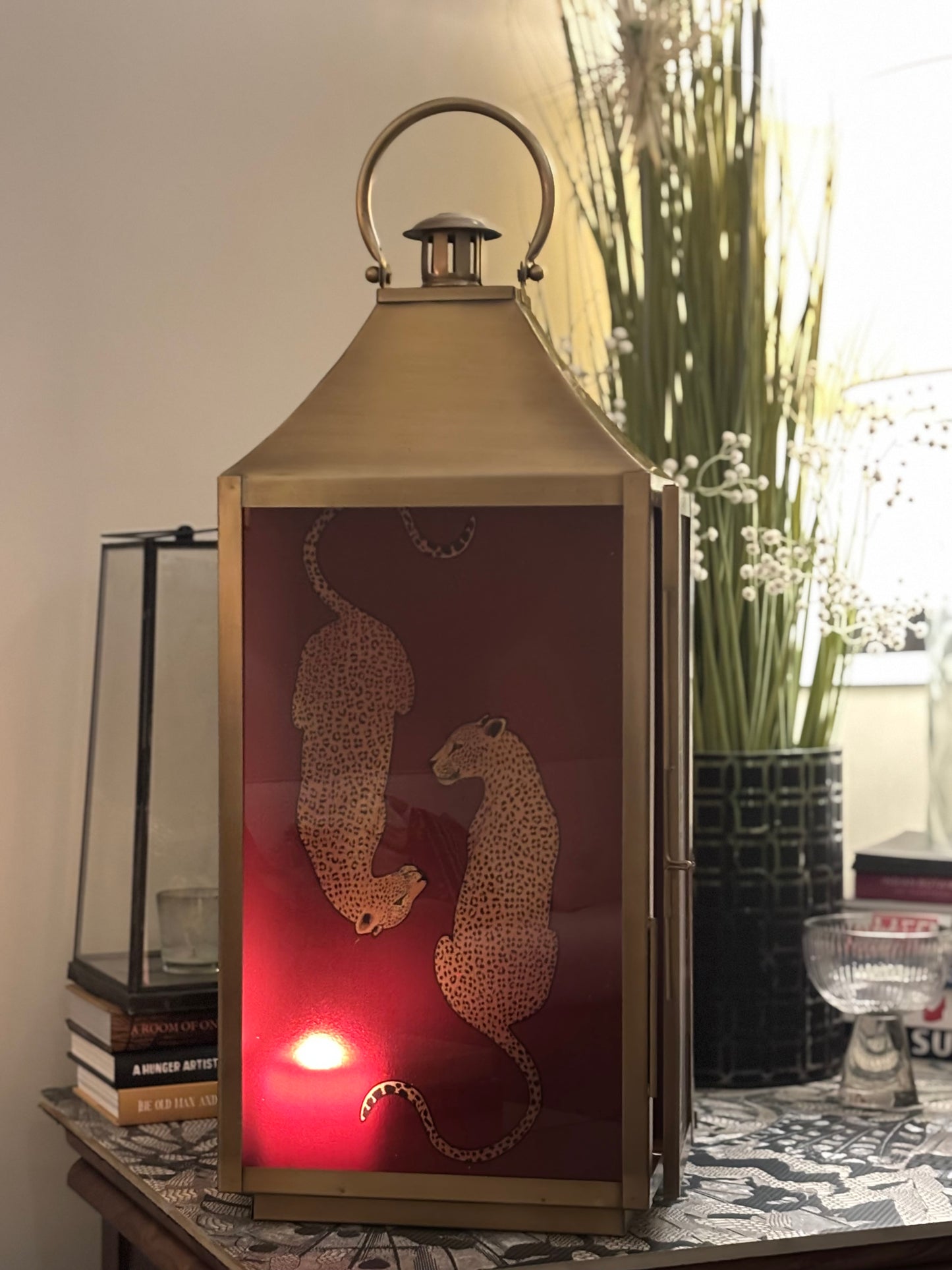 Wild Ember Leopards Lantern