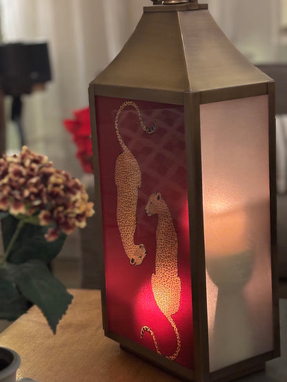 Wild Ember Leopards Lantern