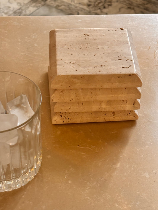 Quadra Travertine Coasters