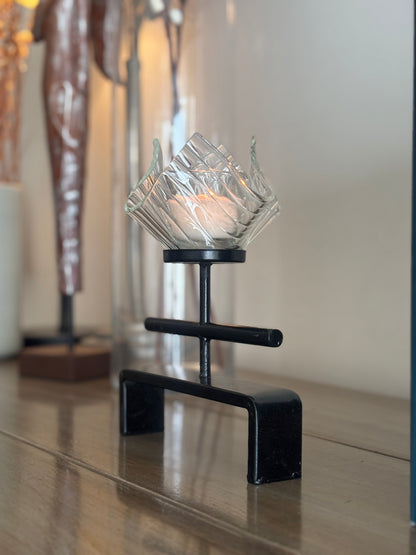 Kazo Glass votive with Hikari stand