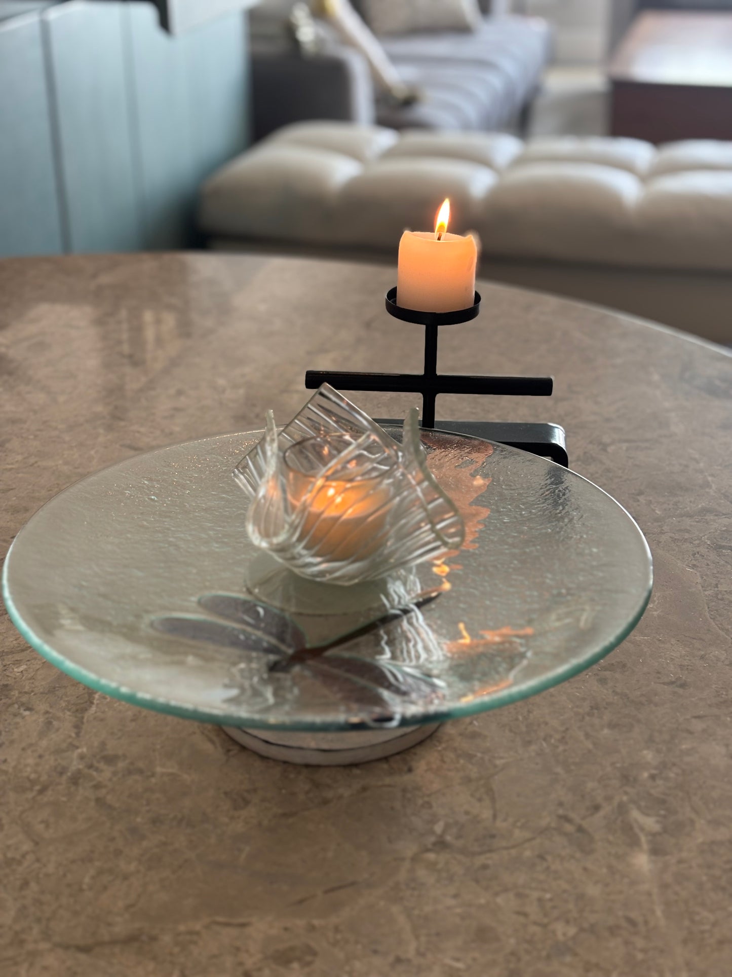 Kazo Glass votive with Hikari stand