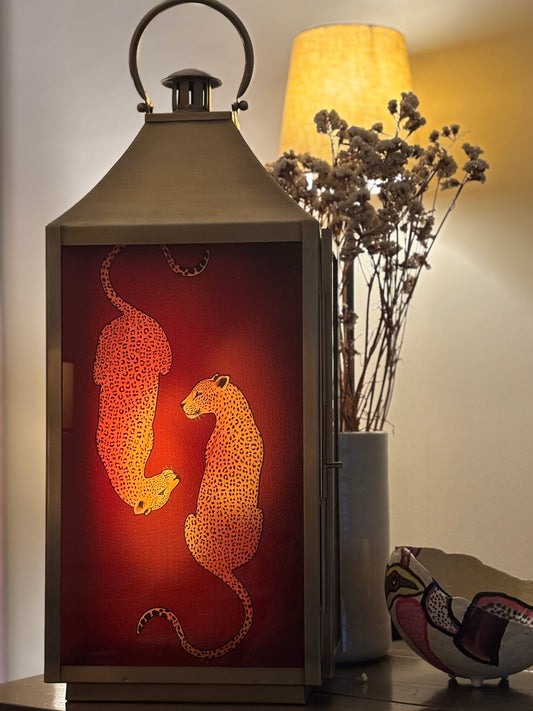 Wild Ember Leopards Lantern