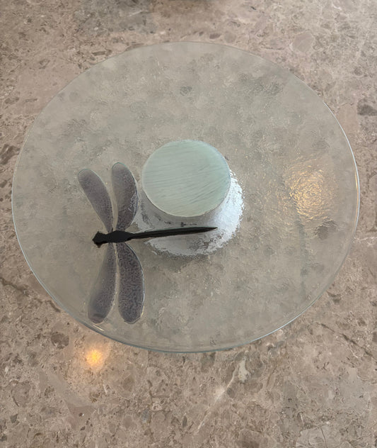 Dragonfly Whisper, Glass Cake Platter