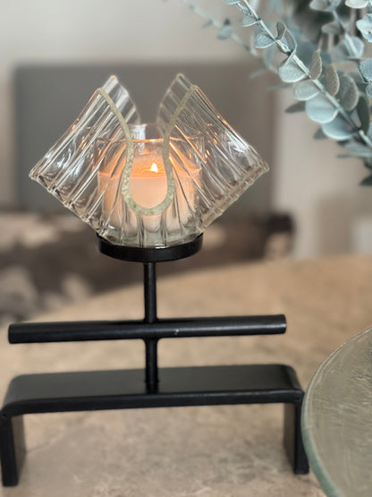 Kazo Glass votive with Hikari stand