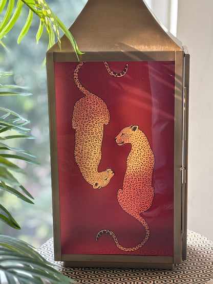 Wild Ember Leopards Lantern