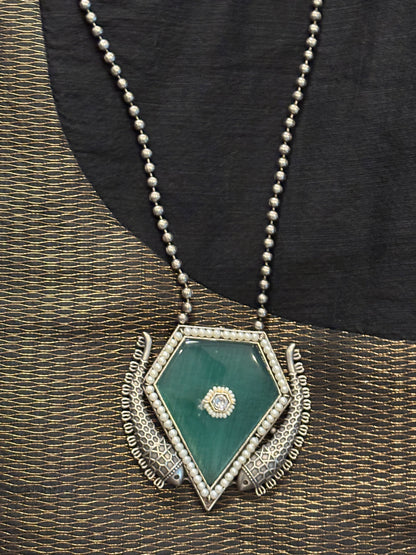 Farzeen pendant on metal beads chain