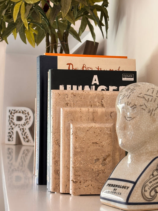 Step Travertine Bookends