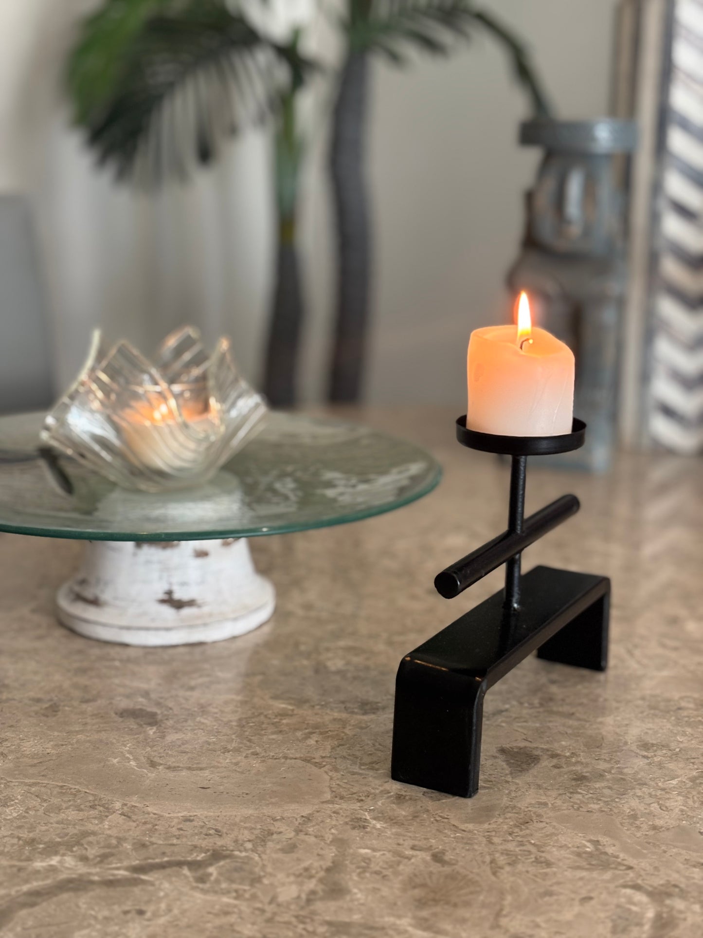 Kazo Glass votive with Hikari stand