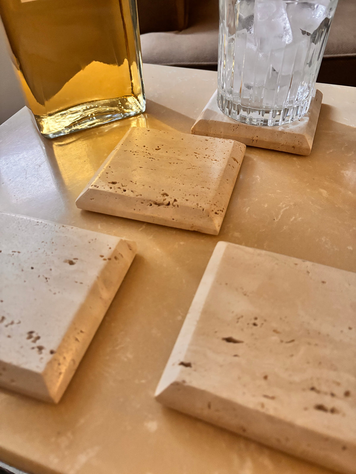 Quadra Travertine Coasters