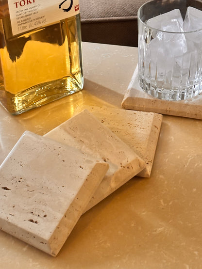 Quadra Travertine Coasters