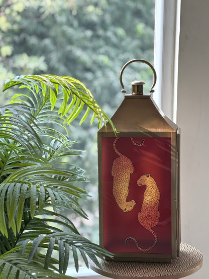 Wild Ember Leopards Lantern