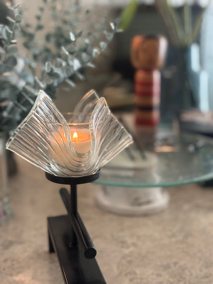 Kazo Glass votive with Hikari stand