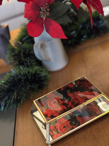 Poinsettia vintage mirror box