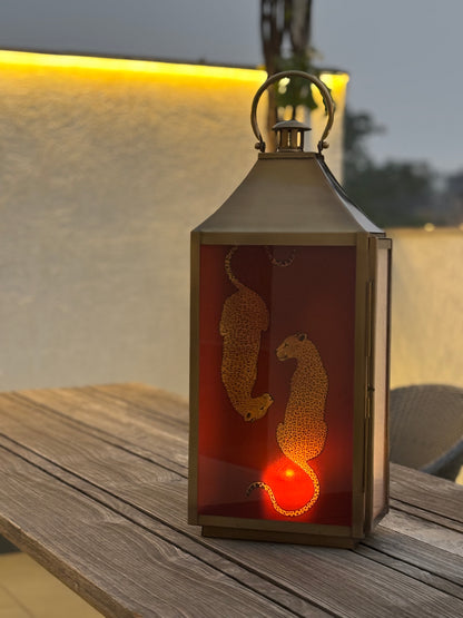 Wild Ember Leopards Lantern