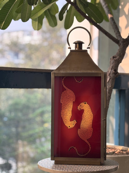 Wild Ember Leopards Lantern