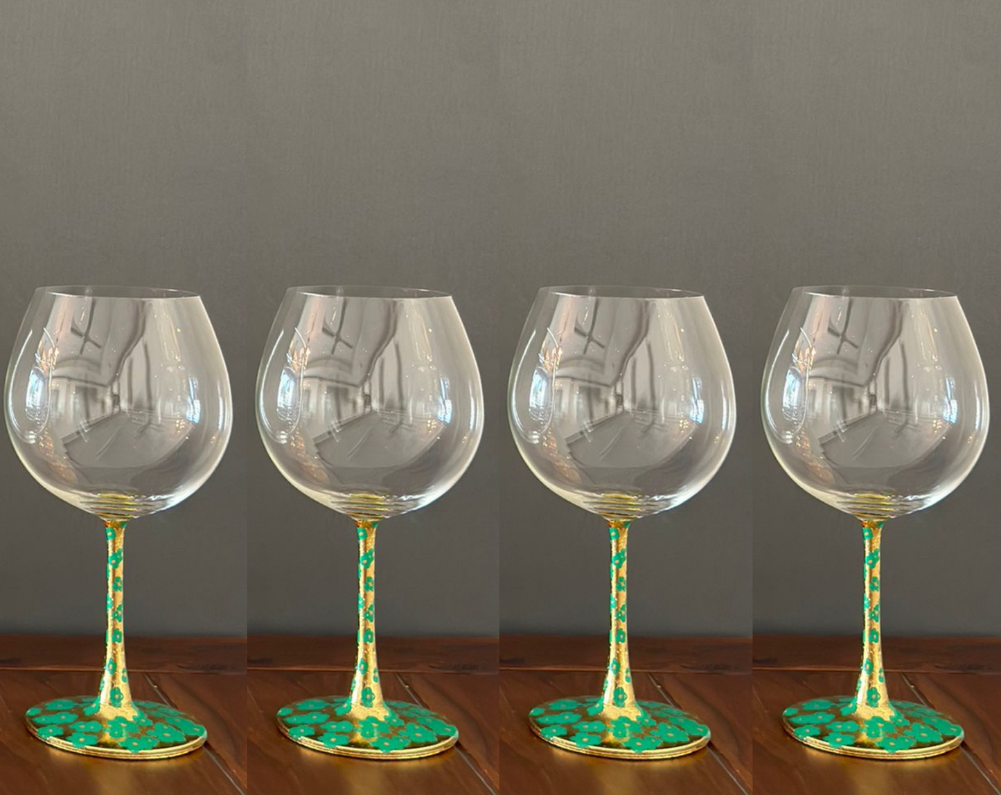 Gin/red wine goblets Green flower