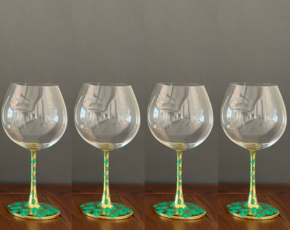 Gin/red wine goblets Green flower