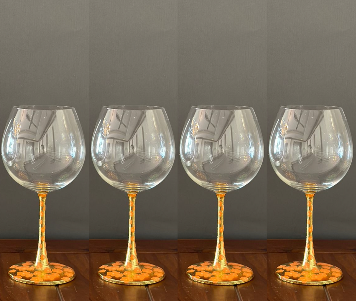 Gin/red wine goblets orange flower