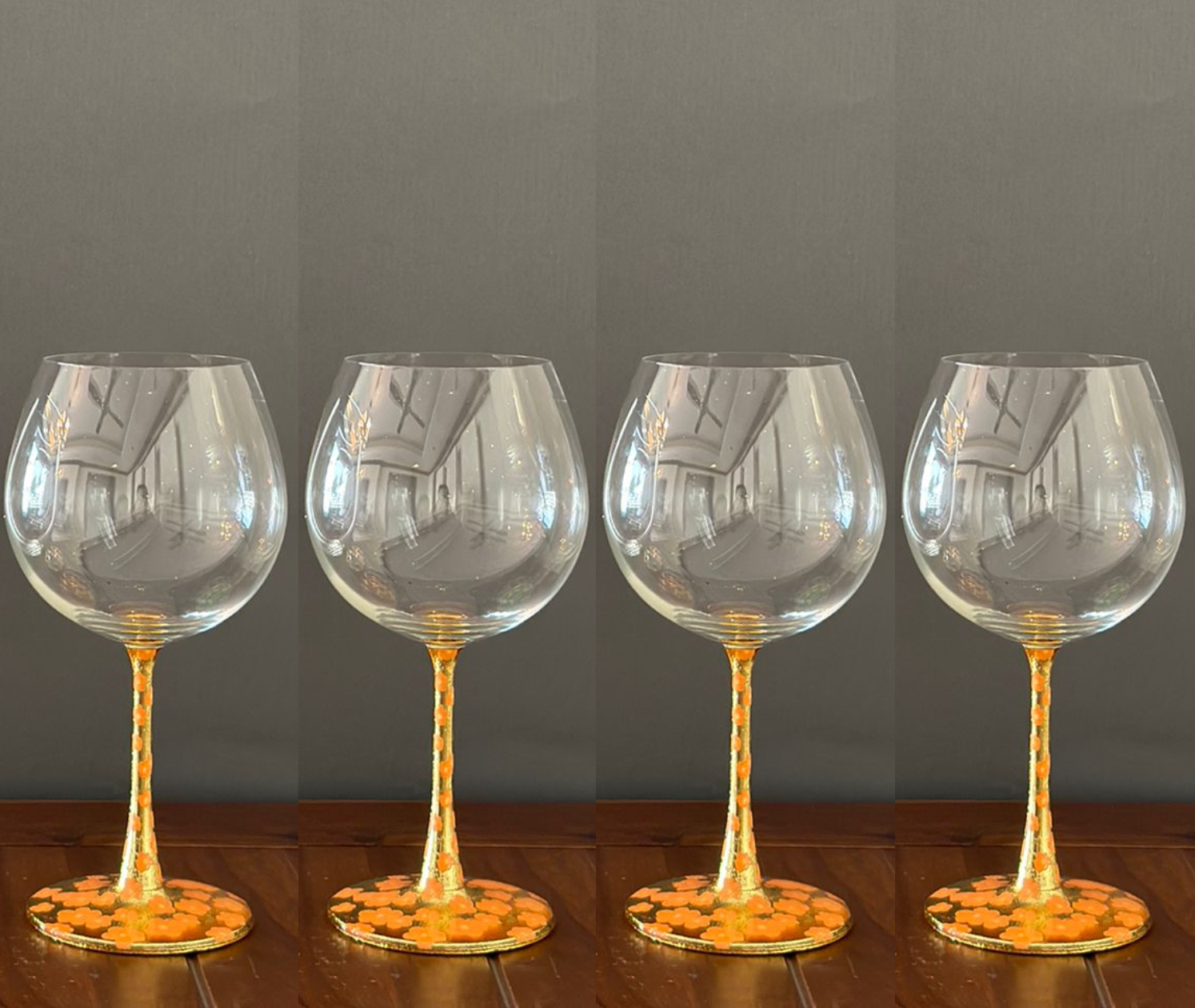 Gin/red wine goblets orange flower