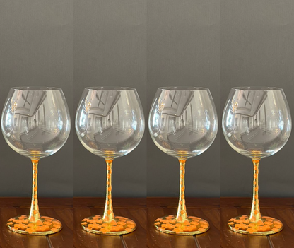 Gin/red wine goblets orange flower