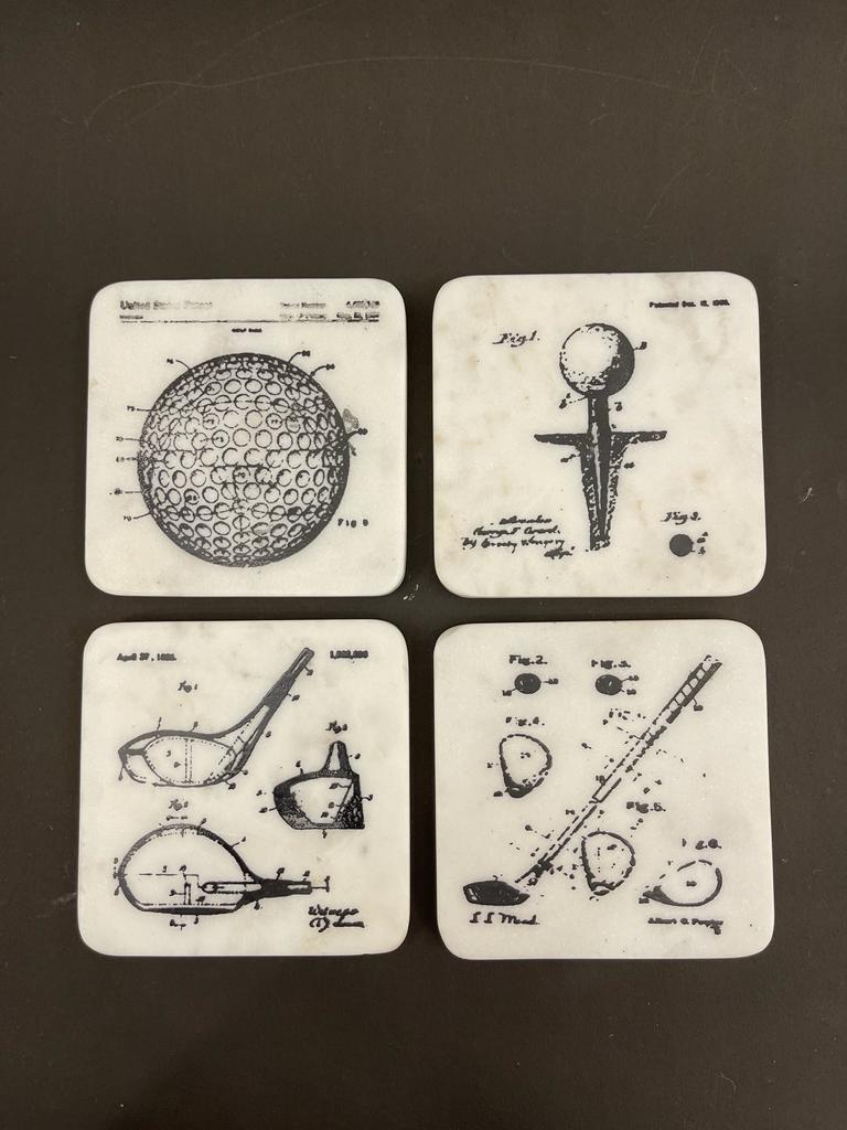 Living Golf White Blueprint Coasters (Set of 4)