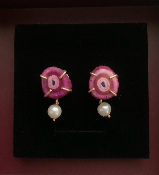 Image of Zara Agate Pink Earring from august.org.in