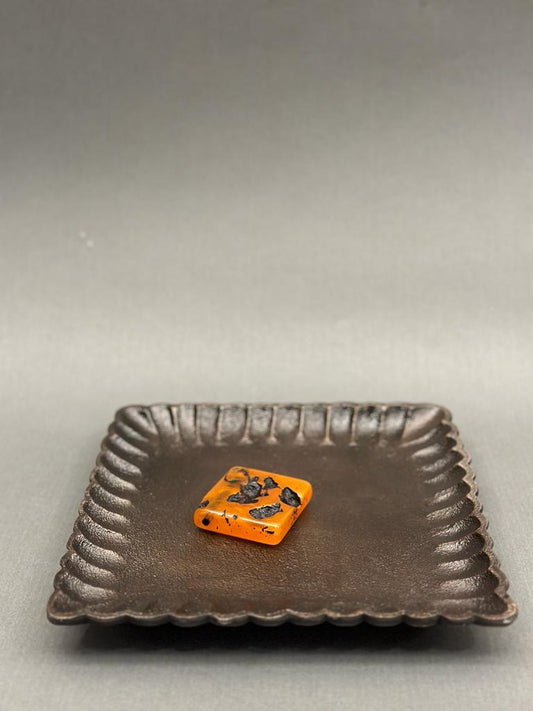 Scallop Metal Napkin Tray with Lava paper weight