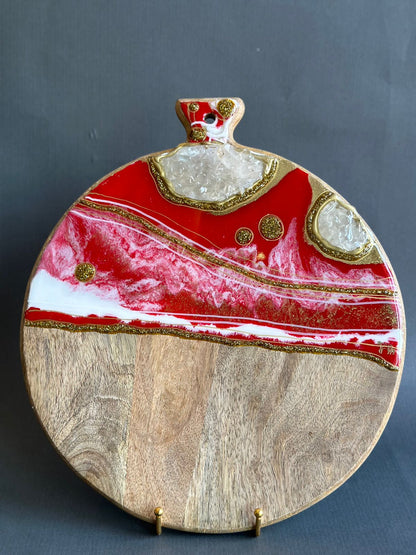 Round Cheese resin board Red