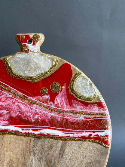 Round Cheese resin board Red