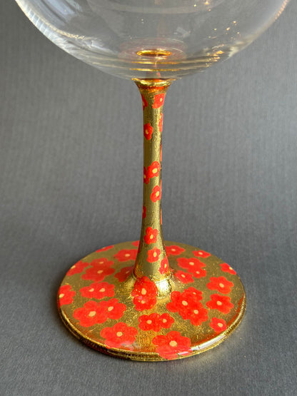 Gin/red wine goblets Red flower