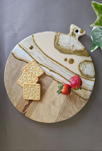 Round cheese resin board Vanilla cream