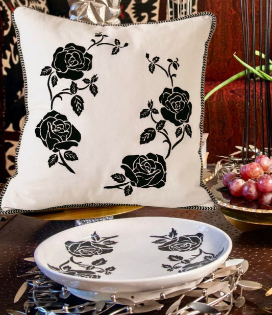 August Rose Cushion & Platter together